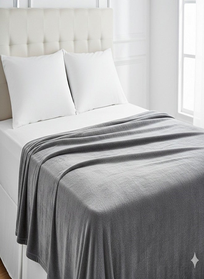 DORMICO Fleece Blanket 200x240 cm Microfiber Soft Warm Lightweight Breathable Double Bed Blanket Grey - Image 2